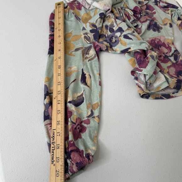 Lauren Ralph Lauren Black Label Shirt PS Women's Floral V Neck Tie Neck Blouse - Picture 8 of 9